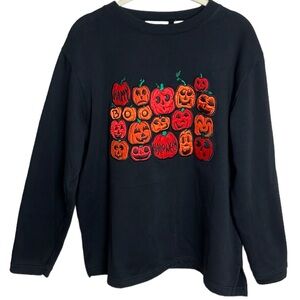 Basic Editions Happy Halloween Pumpkin Spooky Season Sweatshirt Sz M